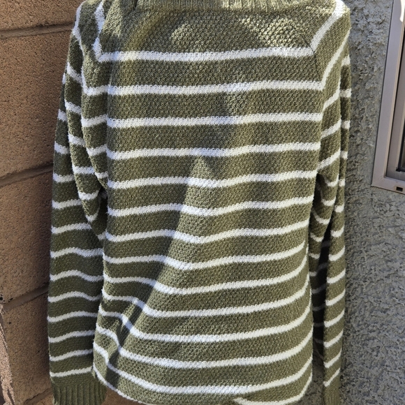 Pink Clover Green White Striped Pullover Sweater - Picture 8 of 11